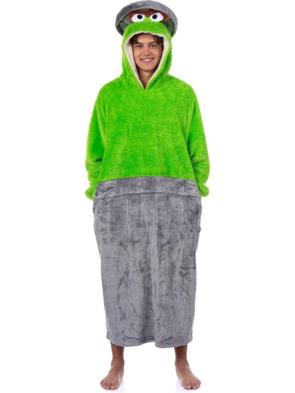 Cozy Oscar The Grouch Hooded Blanket Sweatshirt for Adults - Fun & Warm